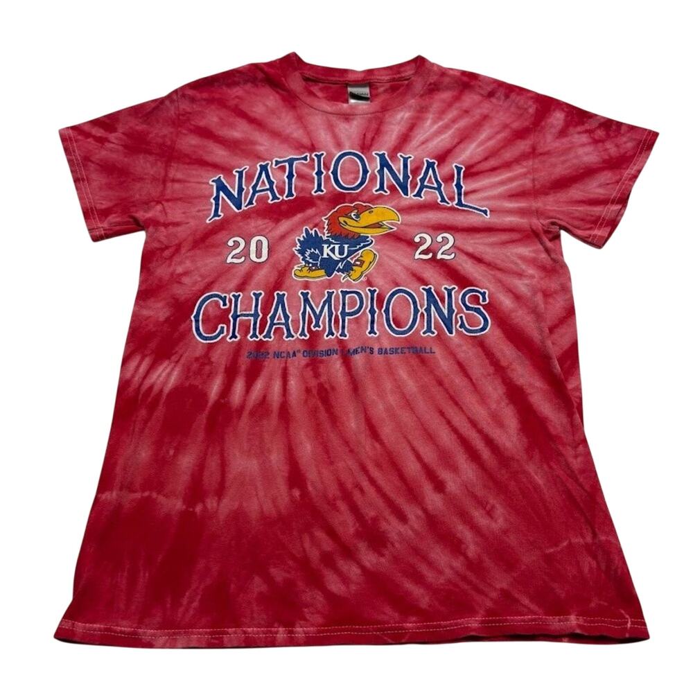 Kansas Jayhawks T Shirt KU Basketball 2022 National Champions Tie Dye T Shirt S